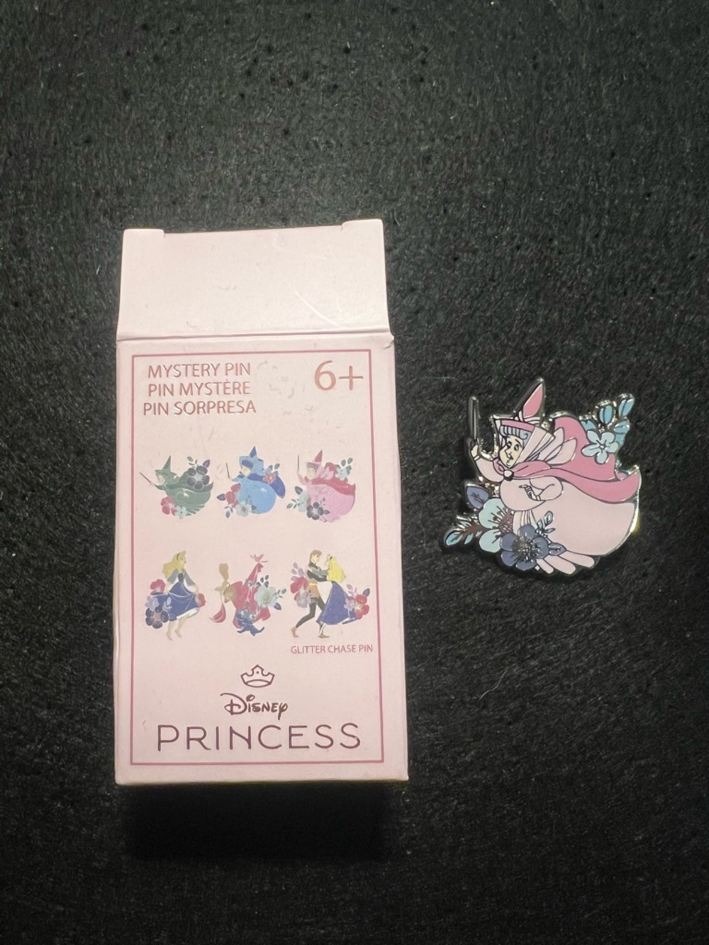 Disney Princess sleeping beauty, Flora Pink and Blue Enamel Mystery Pin